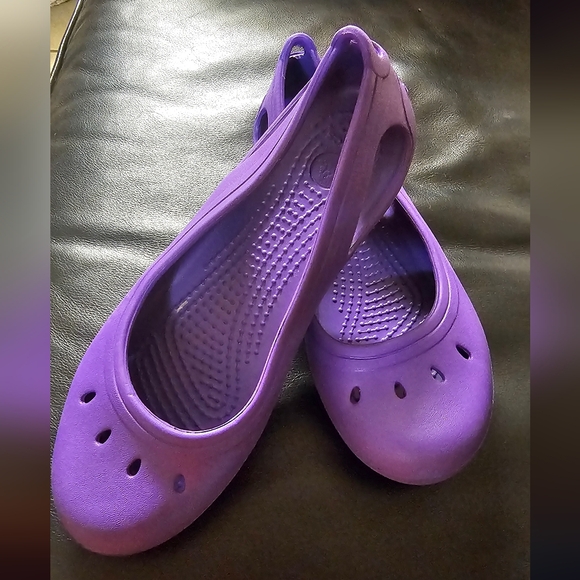 Crocs Ballet Flat Shoes Girls Kids Size J3‎ Kadee Slip On Comfort Purple EUC - Picture 8 of 8